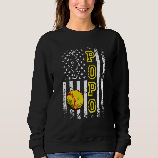 Sweatshirt Softball Popo American Flag Vintage Softball (Devant)