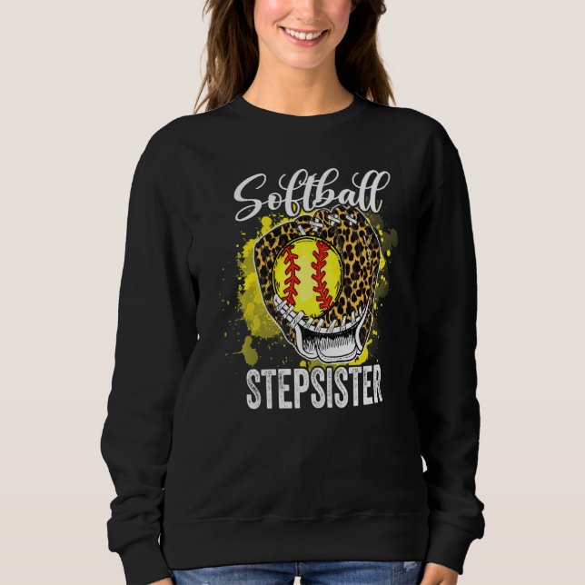 Sweatshirt Softball Stepsoeur Leopard Glove Jour Mères (Devant)