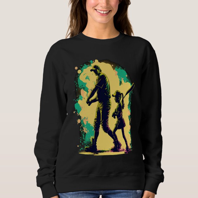 Sweatshirt Softball Team Fans Father And Daughter Playing  1 (Devant)