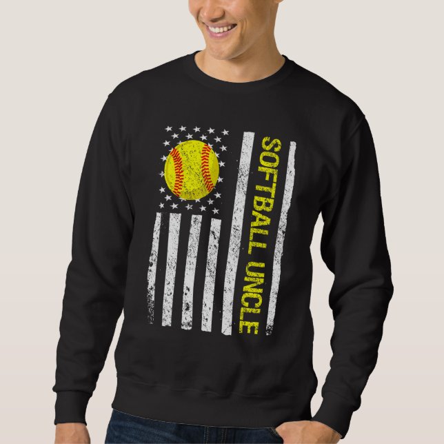 Sweatshirt Softball Uncle American USA Flag (Devant)