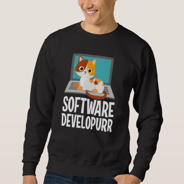 Sweatshirt Software Developer Programming Joke Cute Cat Lapto (Devant)