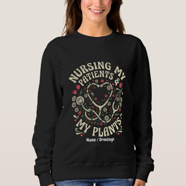 Sweatshirt Soigner Mes Patients & Mes Plantes Rétro Steth Fle (Devant)