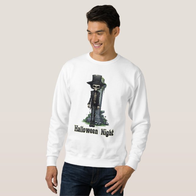 Sweatshirt Soirée d'Halloween du crâne (Devant entier)