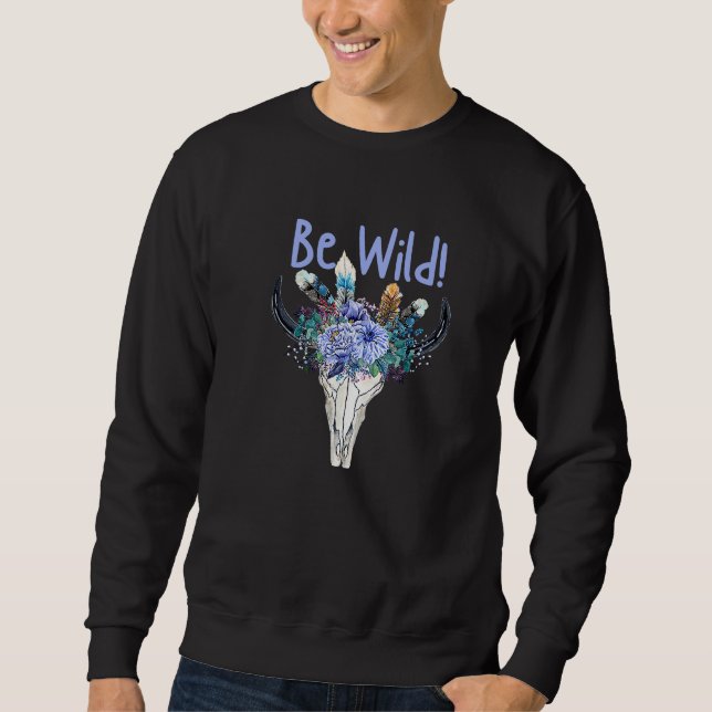 Sweatshirt Sois Sauvage de Style Sud-Ouest avec Crâne (Devant)