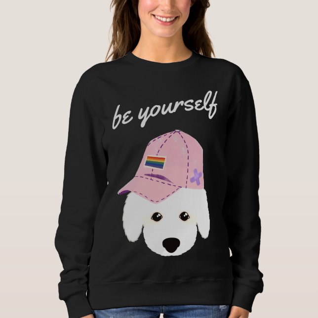 Sweatshirt Sois toi-même Rainbow Casquette Poodle (Devant)