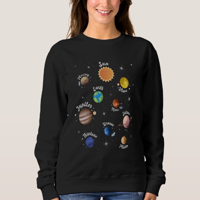 Sweatshirt Solar System Kids Planets Outer Space Knowledge Sc (Devant)
