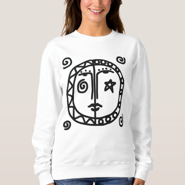Sweatshirt Soleil et Lune Art Portable Abstrait (Devant)