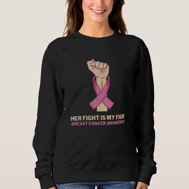 Sweatshirt Son combat est mon combat contre le cancer du sein (Devant)