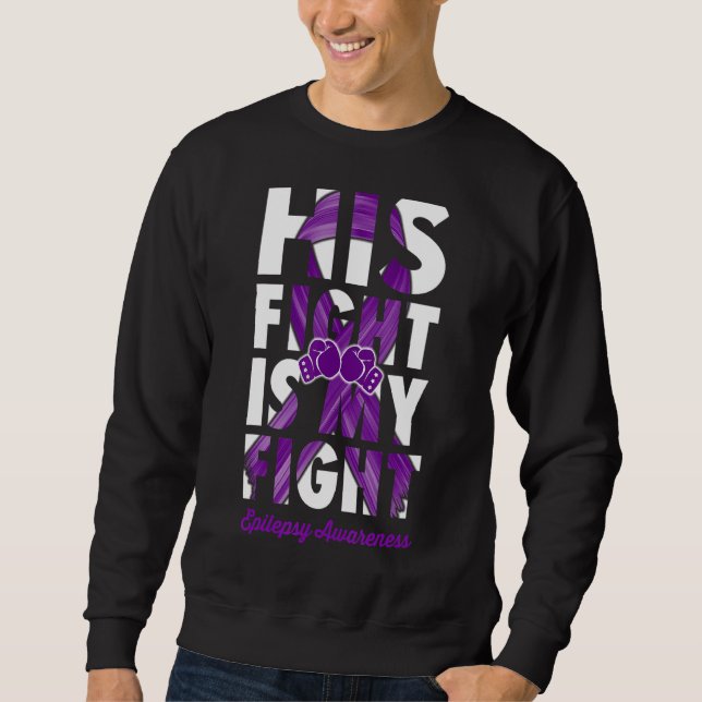Sweatshirt Son combat est mon combat Epilepsie Conscience Pur (Devant)