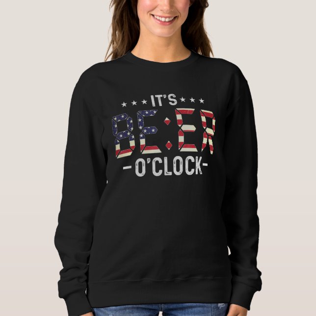 Sweatshirt Son Drapeau Américain À L'Horloge Bière (Devant)