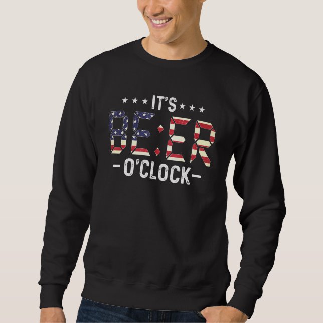 Sweatshirt Son Drapeau Américain À L'Horloge Bière (Devant)