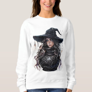 Sweatshirt sorcière casquette effrayante sur un bocal