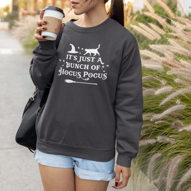 Sweatshirt Sorcière Chat Hocus Pocus Gris Foncé Femme Hallowe (Créateur téléchargé)