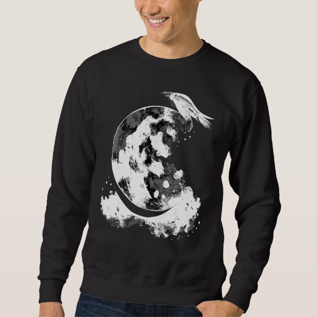 Sweatshirt Sorcière de corbeau de lune croissante Esthétique  (Devant)