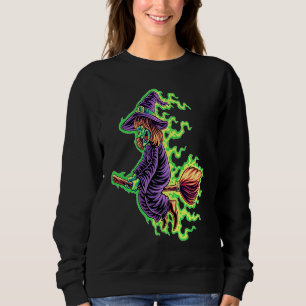 Sweatshirt Sorcière d'Halloween sur un balai célébrité du cos