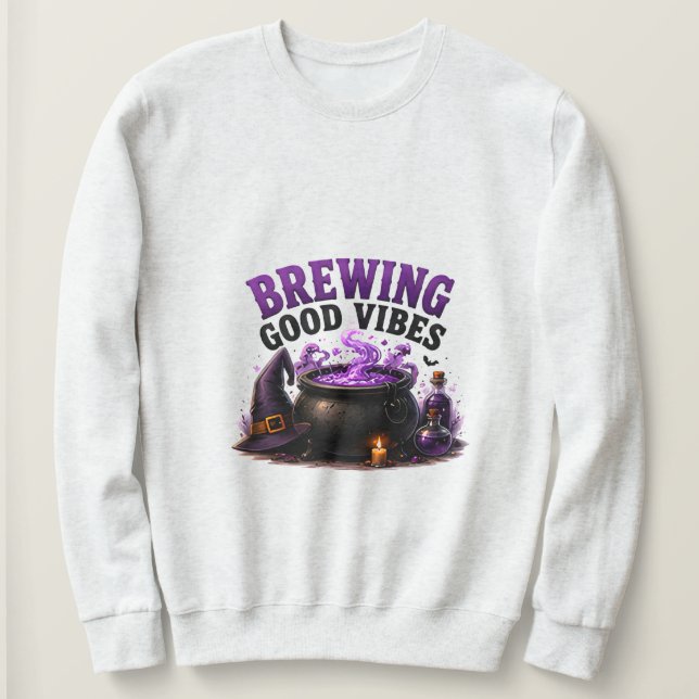 Sweatshirt ✨ Sorcière drôle qui prépare une citation d'Hallow (Design devant)