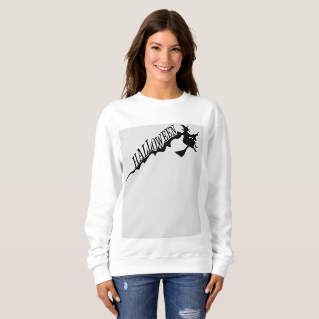 Sweatshirt Sorcière effrayante à cheval Halloween Thunder_Cov (Devant entier)