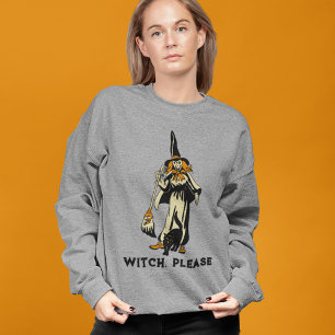 Sweatshirt Sorcière et chat d'Halloween vintage avec slogan p
