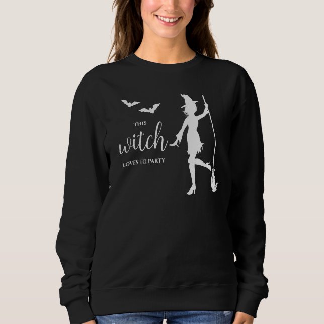 Sweatshirt Sorcière Fêtarde et Silhouette de Chauves-Souris H (Devant)