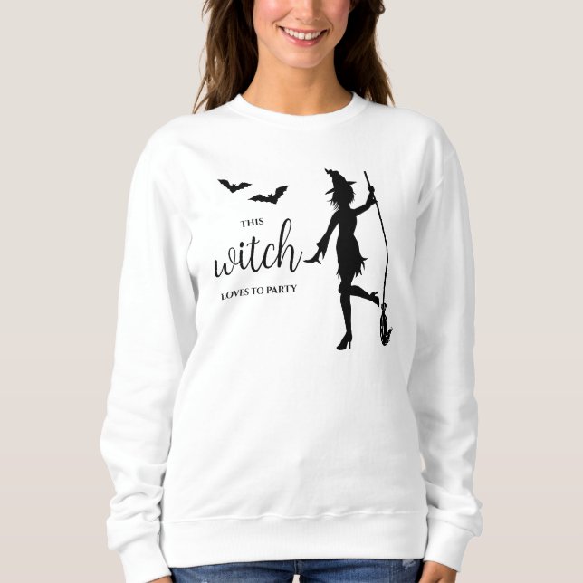 Sweatshirt Sorcière Fille Amoureuse de Fête Silhouette Drôle  (Devant)