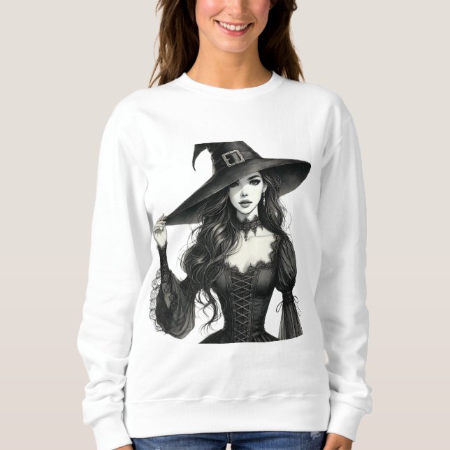 Sweatshirt Sorcière gothique long sleeve Tee femmes (Devant)