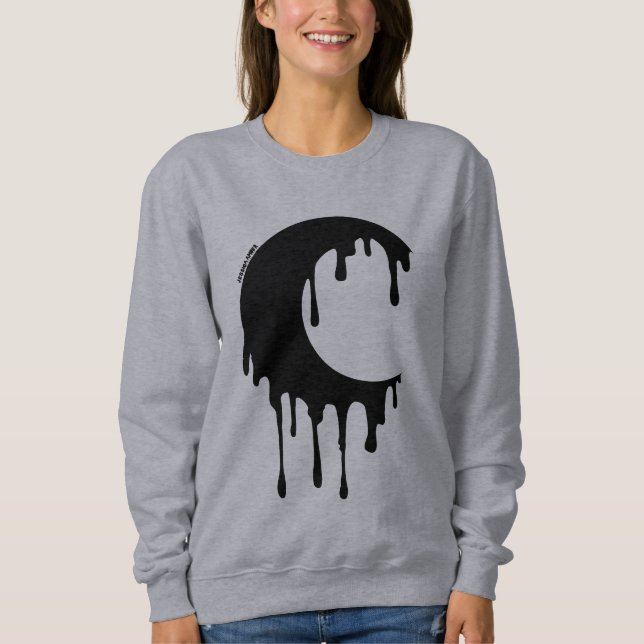 Sweatshirt Sorcière gothique Noir Lune à goutte Silhouette (Devant)