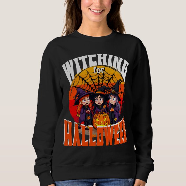 Sweatshirt Sorcière pour Halloween, mignonnes sorcières de de (Devant)