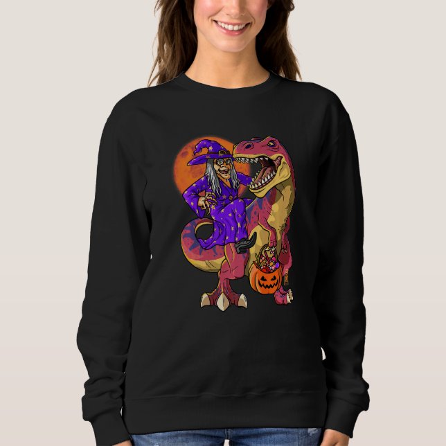 Sweatshirt Sorcière T Rex Halloween Enfants Dinosaure Sorcièr (Devant)
