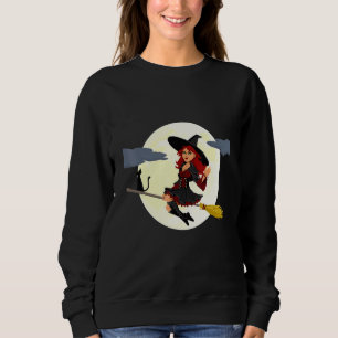 Sweatshirt Sorcière Volante Sur Broom Halloween
