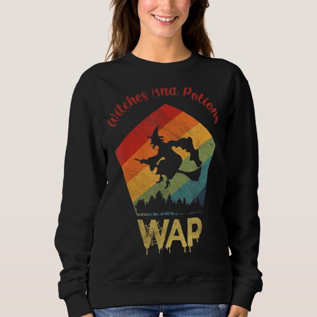 Sweatshirt Sorcières Wap Et Potions Retro Sunset Sorcière Vin (Devant)