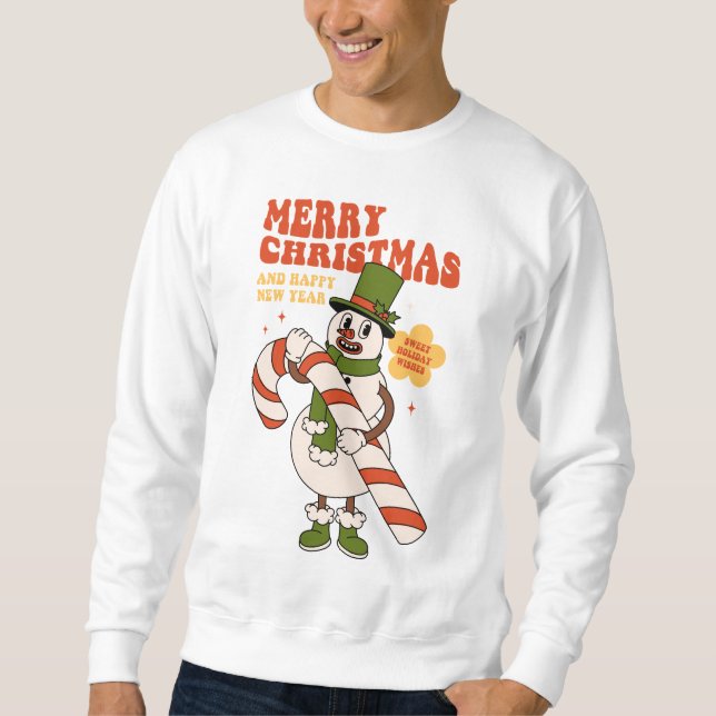 Sweatshirt Souhaits de vacances - Un Sucre de canne Noël (Devant)