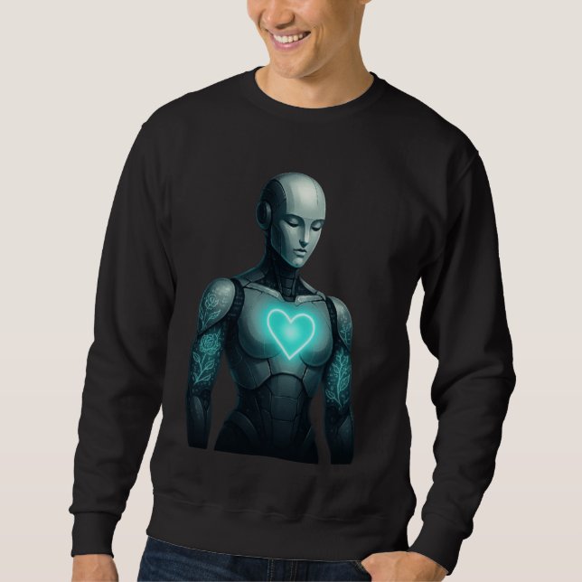 Sweatshirt Soul simulé - Robot IA avec coeur d'énergie (Devant)