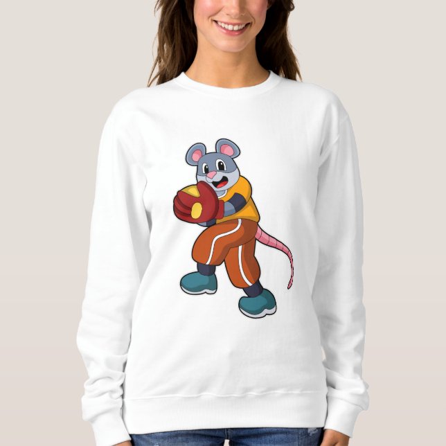 Sweatshirt Souris au baseball avec gant de baseball (Devant)