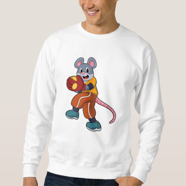 Sweatshirt Souris au baseball avec gant de baseball (Devant)