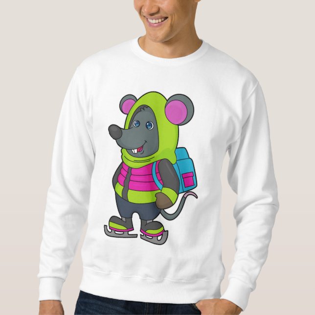 Sweatshirt Souris au patinage sur glace avec patins sur glace (Devant)