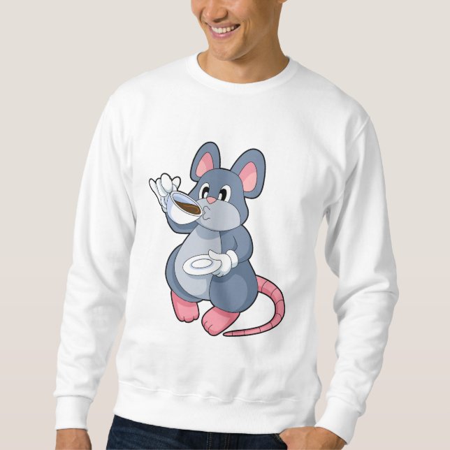 Sweatshirt Souris avec tasse de café (Devant)