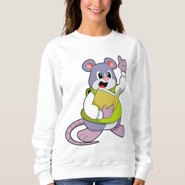 Sweatshirt Souris comme enseignant avec livre (Devant)