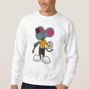 Sweatshirt Souris comme Peintre avec Peinture et Pinceau