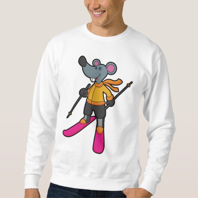 Sweatshirt Souris comme skieur avec ski (Devant)