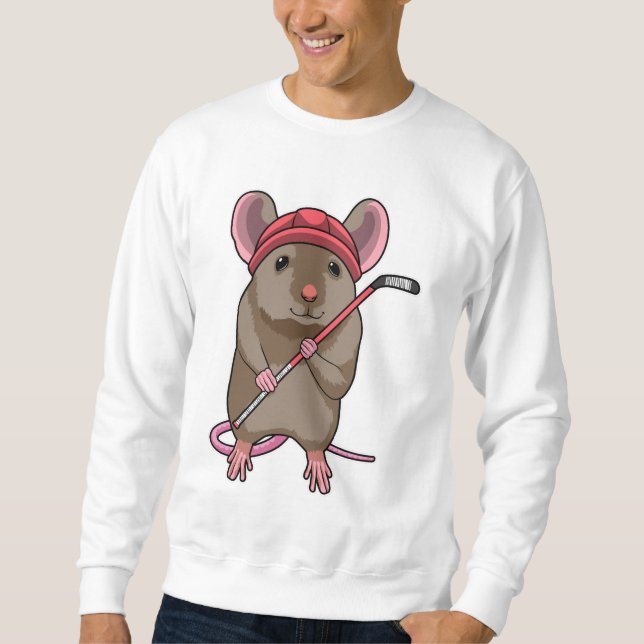 Sweatshirt Souris de hockey sur glace avec bâton de hockey su (Devant)
