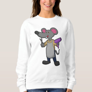 Sweatshirt Souris en coiffeur avec ciseaux et sèche-cheveux