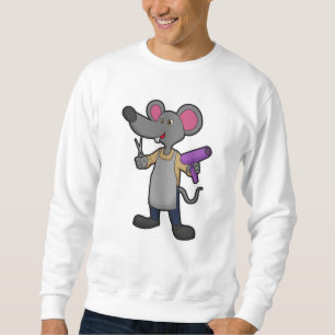 Sweatshirt Souris en coiffeur avec ciseaux et sèche-cheveux