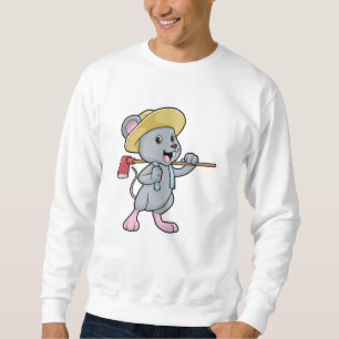 Sweatshirt Souris en fermier avec Ax et Casquette