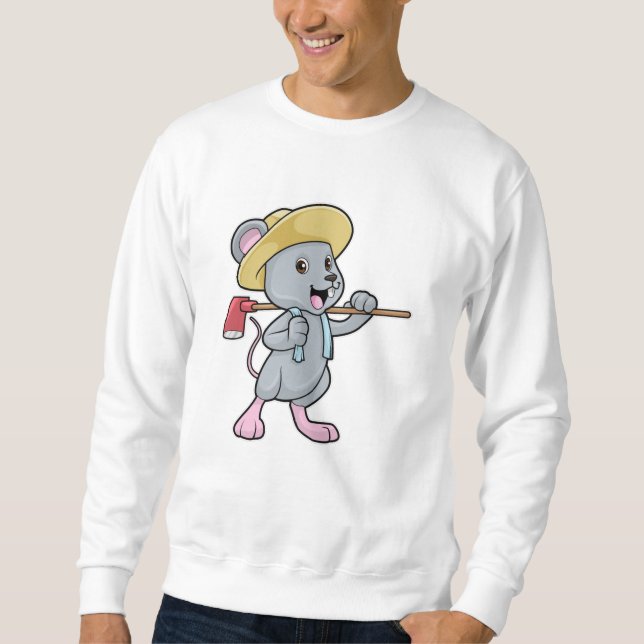 Sweatshirt Souris en fermier avec Ax et Casquette (Devant)