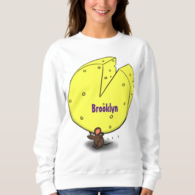 Sweatshirt Souris mignonne avec dessin animé au fromage (Devant)