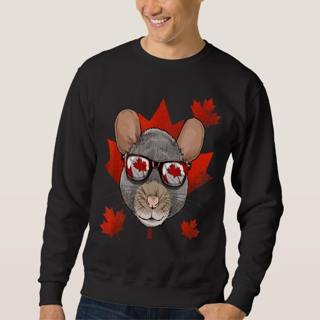 Sweatshirt Souris Rat Canadien Maple Tree Leaf Canada Drapeau (Devant)