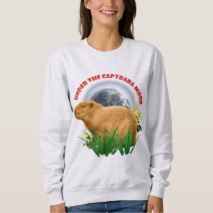Sweatshirt Sous la Lune du Capybara Animal Mignon