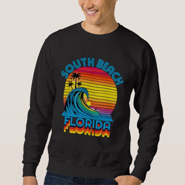 Sweatshirt South Beach Florida Retro Throwback Surf & Beach S (Devant)