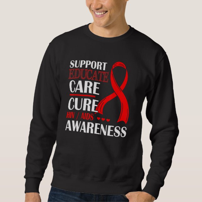 Sweatshirt Soutien Éduquer Soins Cure Rouge Ruban Vih Aids Aw (Devant)
