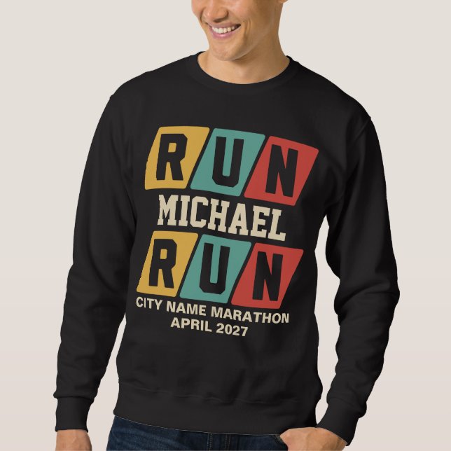 Sweatshirt Soutien Personnalisé Marathon Nom Rétro (Devant)